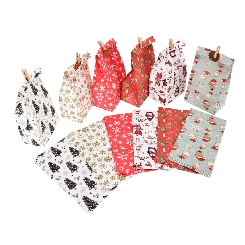 24 Pcs Christmas Gift Bag Exquisite Appearance Christmas Theme Christmas Paper Bag with Digital Stickers