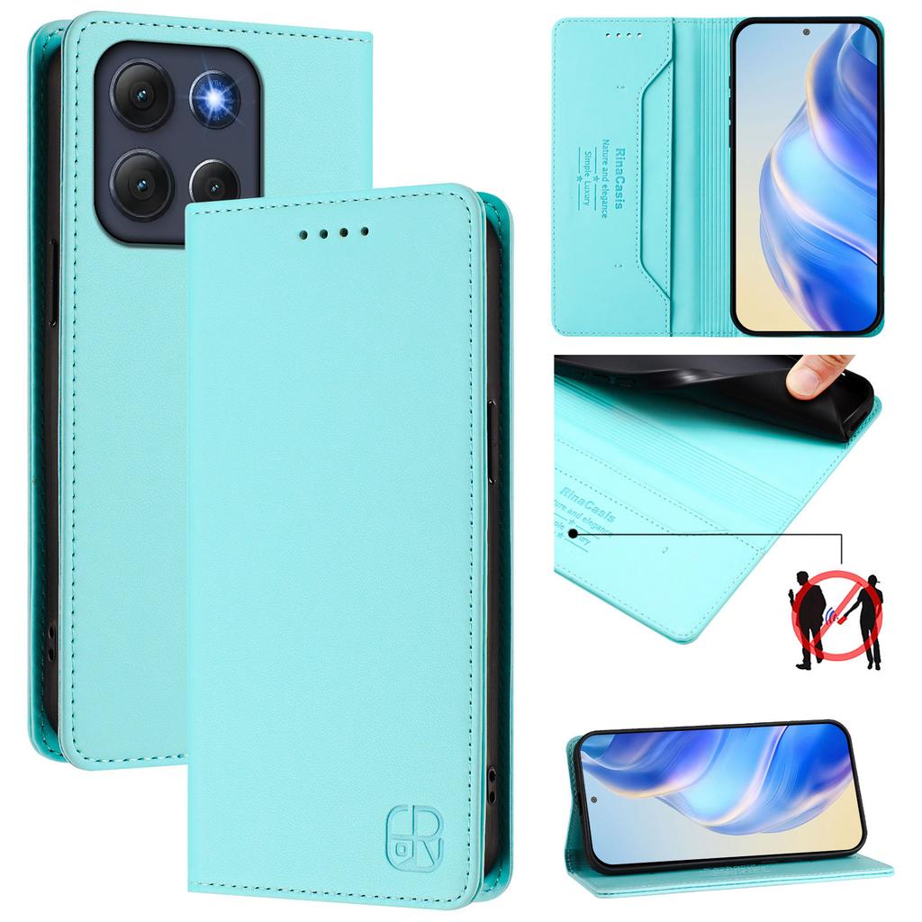 For Motorola Moto G86 5G Leather Case RINACASIS RC01 Phone Cover with RFID Blocking Wallet Stand