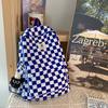 Korean fashiinsCheckered Backpack, Casual and Versatile, Suitable for Junior High and High School Girls, Stylish School Bag