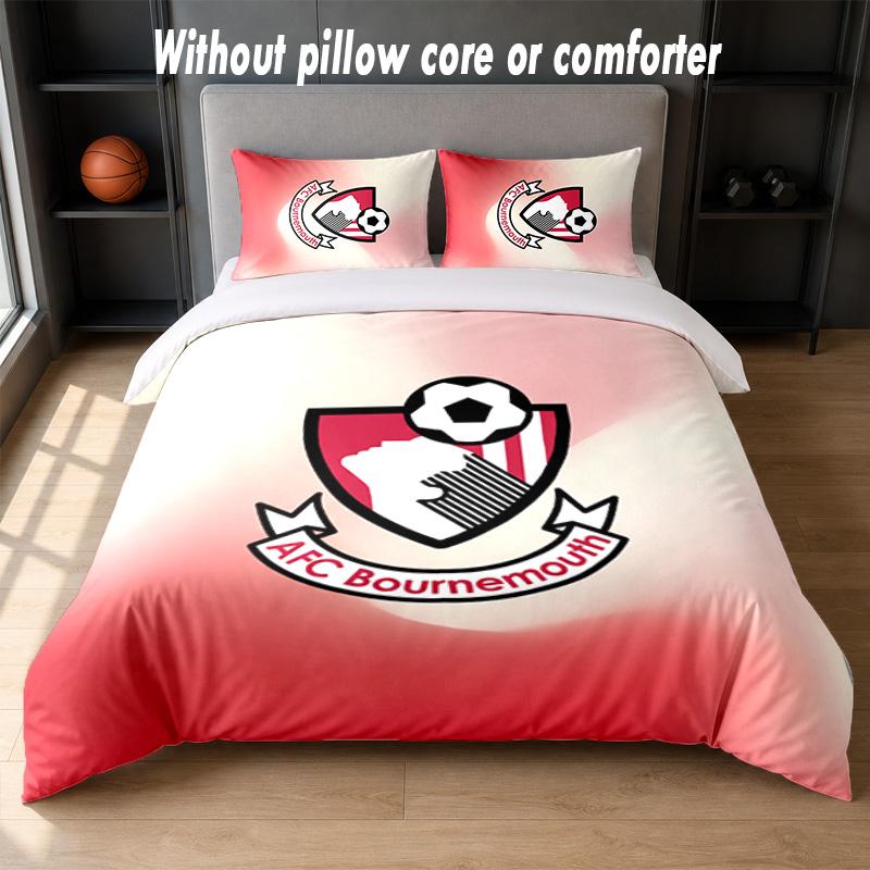 Bournemouth Football Design Bed Bedding Set 1 Duvet Cover + 2 Pillowcases Soft Breathable Household Bed Linens