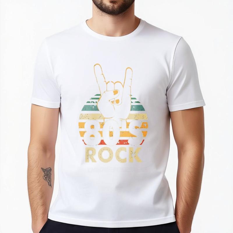 Cotton summer Boys tshirt Hand Sign 80s Rock Vintage Short Sleeve Comfortable ONeck Teeshirt men cotton tshirt fashion tops