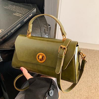 French Retro Fashionable High-end Oil Wax Leather Portable Baguette Bag Niche Design Versatile Personality Messenger Bag Women