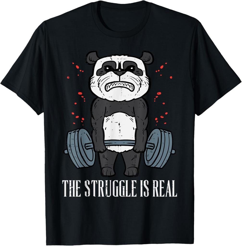 Panda da Palestra Lotta Stacco Reale Allenamento Esercizio Donna Uomo Maglietta Casual Divertente Carino Stile Speciale T-shirt