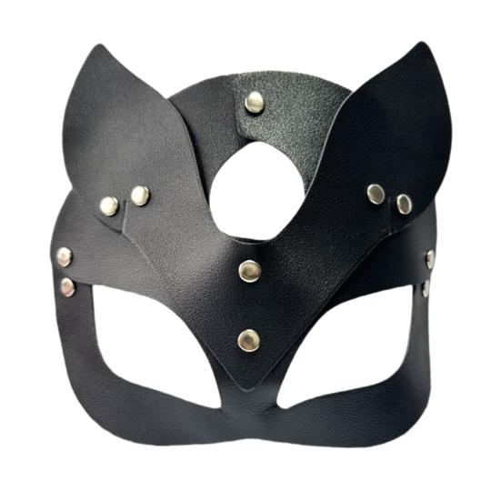 Fox Masquerade Mask Faux Leather Adjustable Full Face Covers for Cosplay Halloween Parties Punk
