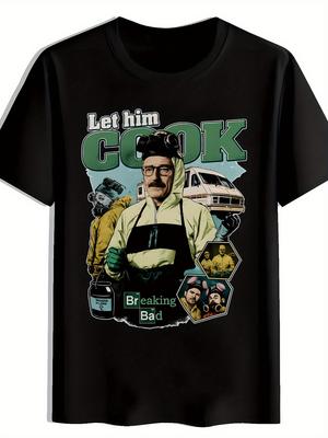 MenS Funny Cooking Graphic TShirt Let Him Cook Breaking Bad Design with Chef Gas Mask  Lightweight Summer Tee