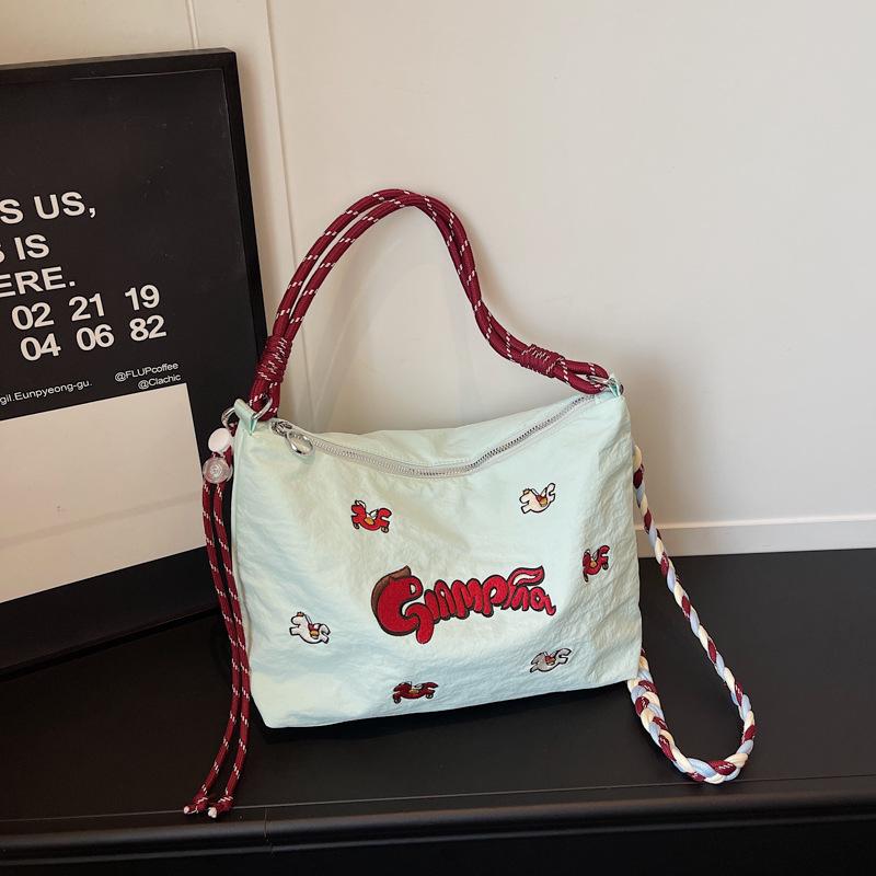 Spring Eco-friendly Japanese Embroidery Women's Versatile Shoulder & Crossbody Tote Bag