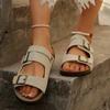 Fashion Shoes for Women 2025 Brand Belt Buckle Women's Slippers Fashion Plus Size Casual Sandals Women Summer Best Seller Flat Slippers
