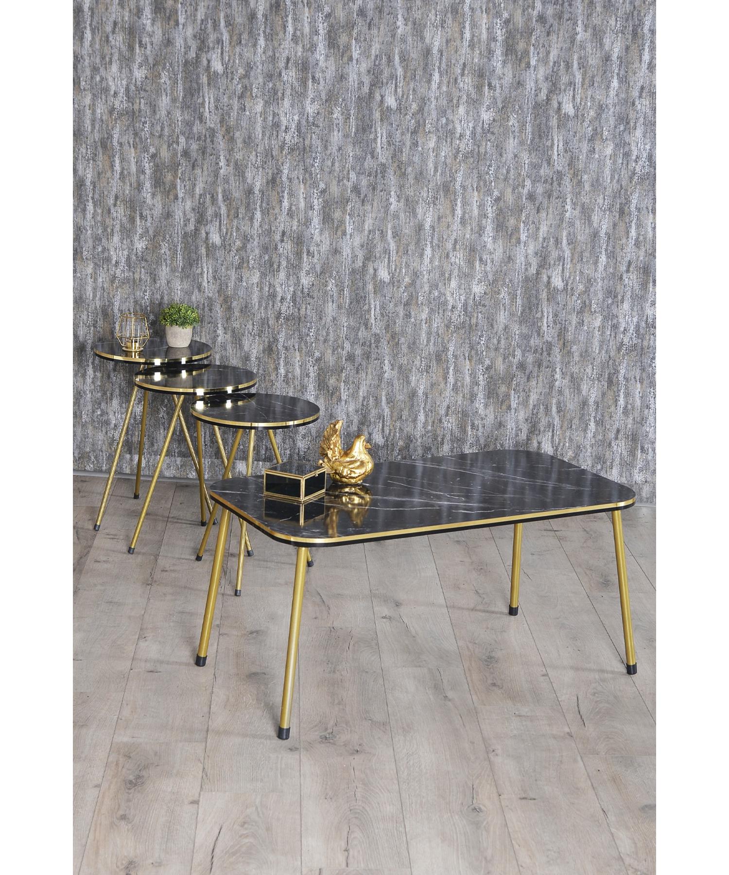 

Вложенный стол и центральный стол Kr Set Double Gold Bendir Metal