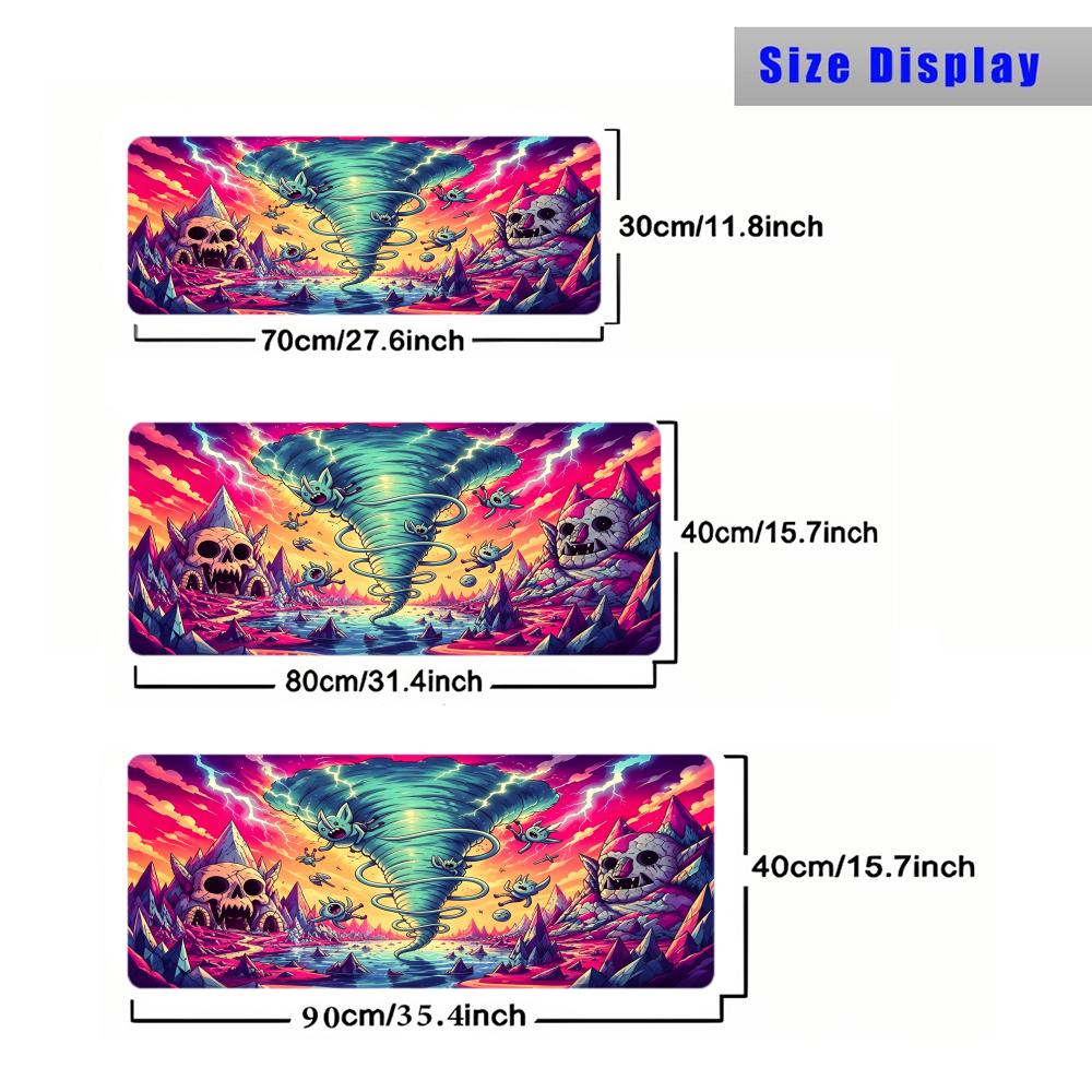 Cartoon Demon Tornado Fantasy Mouse Pad Playmat 24"X14" MTG TCG Office Desk Mat for Work Game PC Laptop Rug Carpet MousePad