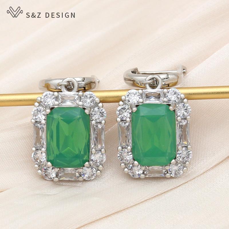 Μοντέρνα Ορθογώνια Κρεμαστά Κρυστάλλινα Σκουλαρίκια Για Γυναίκες Γάμος Χρώμα Ροζ Χρυσού Ζιργκόν Κυβικής Κοπής Κοσμήματα Δώρο