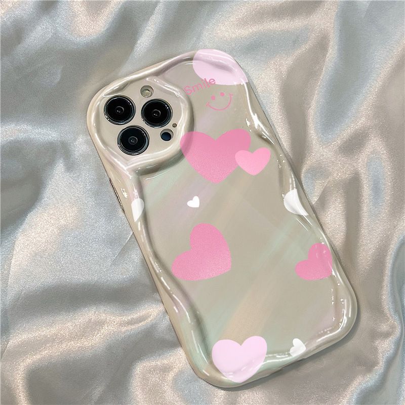 Love Smile Emoji Applies To iPhone17 Pro Mobile Phone Case Apple 16 Cream Wave 14/13 Soft Case 15