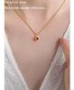 Versatile French Retro Emerald Glass Zircon Pendant Necklace with Titanium Steel and Pearl Chain for Women