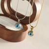 Trendy Evil Eye Pendant Necklace for Men Women, Stainless Steel Round Charm, Snake Bone Chain, Unisex Fashion Jewelry