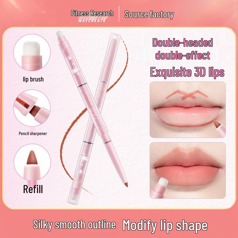 Jianmei Chuangyan Double-Ended Lip Liner Brush: Defines Shape, Plumps Lips, Waterproof, Long-lasting, No Fade, Nude Lipstick for Women.
