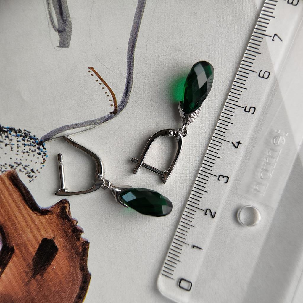Silver Earrings with Emerald Nano 8.965ct (2197430)