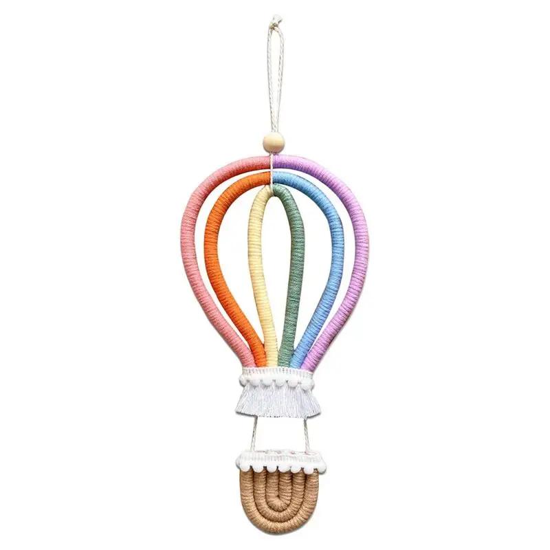 INS Macrame Rainbow Hot Air Balloon Hanging Decoration Rainbow Balloon Wall Decor for Kids Room Scandinavian Room Decor