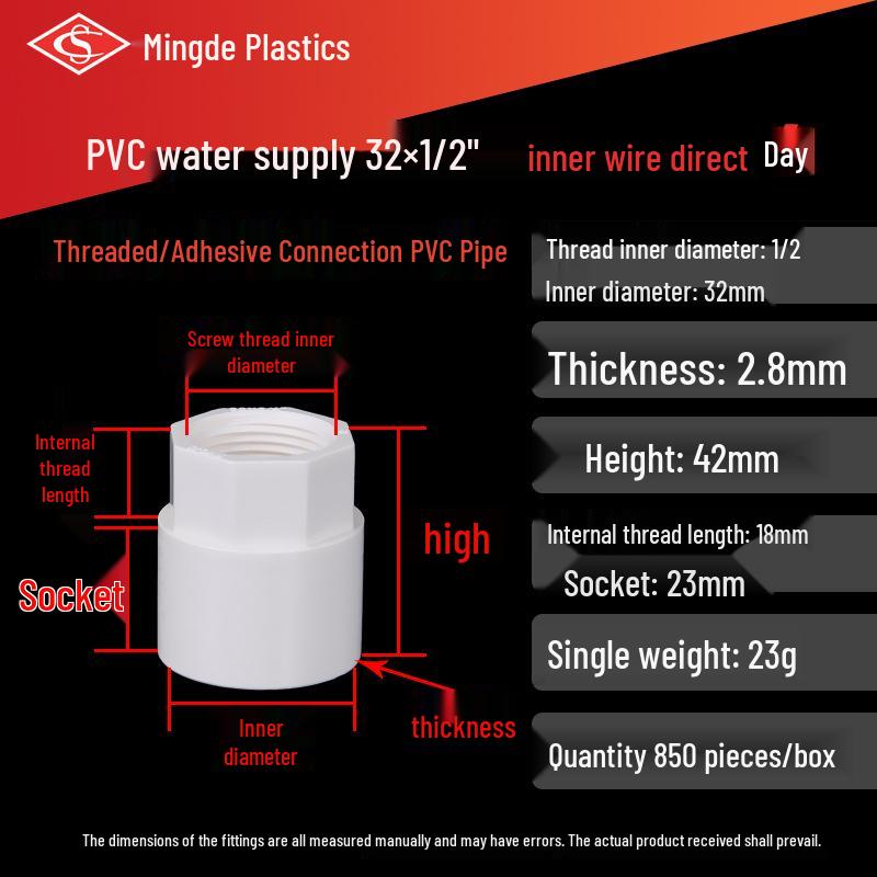 PVC Female Threaded Coupling for Water Pipes - All-Plastic Joint Fittings Accessories