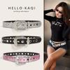 Y2K Punk Style Women's Sequin Rhinestone Leather Belt - Trendy Jean Accessory