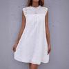 Women's Round Neck Sleeveless Eyelet Embroidery Loose Fit Casual A Line Mini Dress