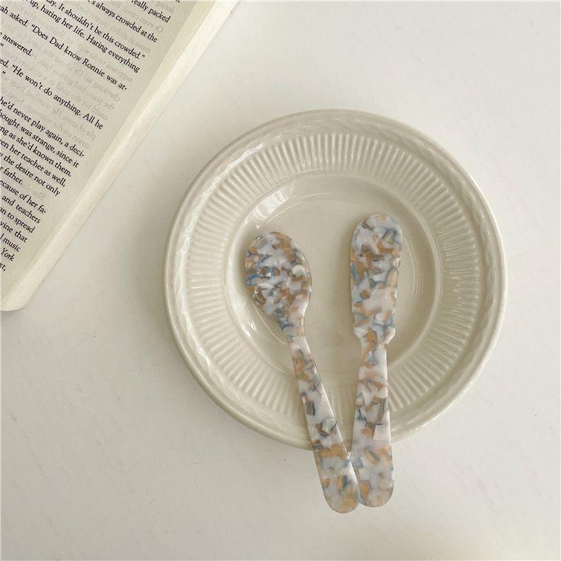 1Set Retro Dessert Knife Spoon Jam Butter Knife Tableware Plastic Spoon Lovely Photography Props Kitchen Tableware Set