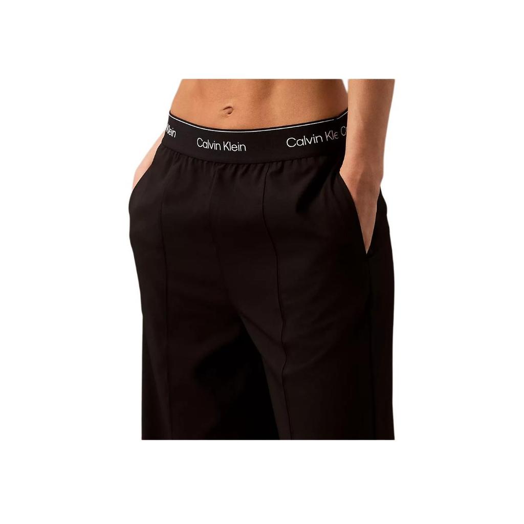 Calvin Klein Simple Wide Leg Breathable Comfortable High Waist Knitted Sports Pants Women Bottoms Black 404F606-001