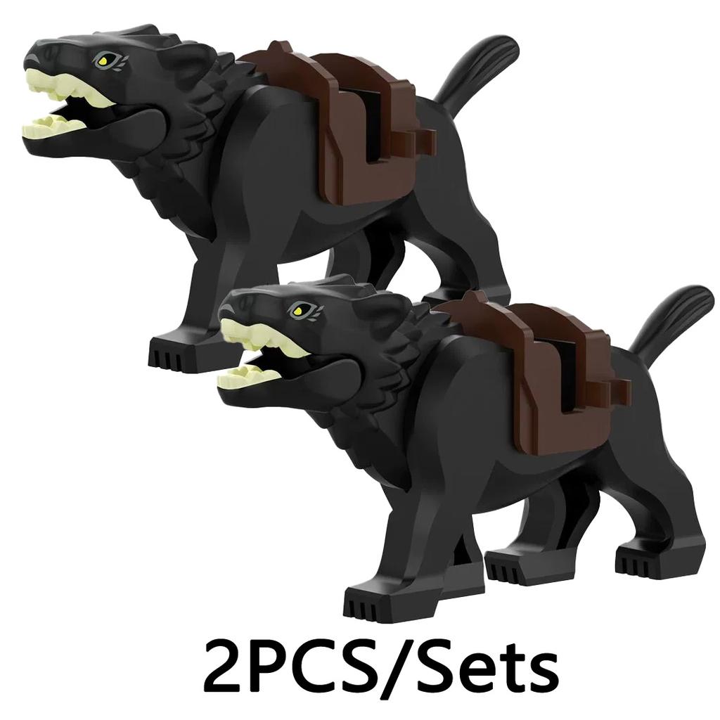 MOC Medeival Knights Horse Building Blocks Crow Wolf Warhorse Eagle Lion Green Dragon Warrior Bricks Toys Kids Gift