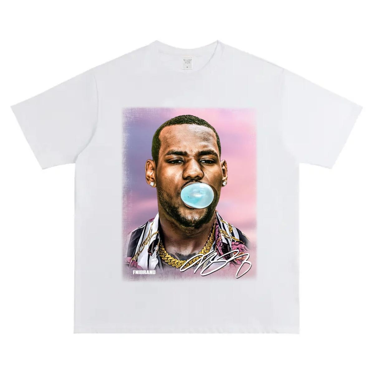 

Bubble-spray Printed Short-sleeved Cotton T-shirt for Men, Trendy, Pure Cotton, Thick and Loose, Summer Half-sleeve Top S разноцветный