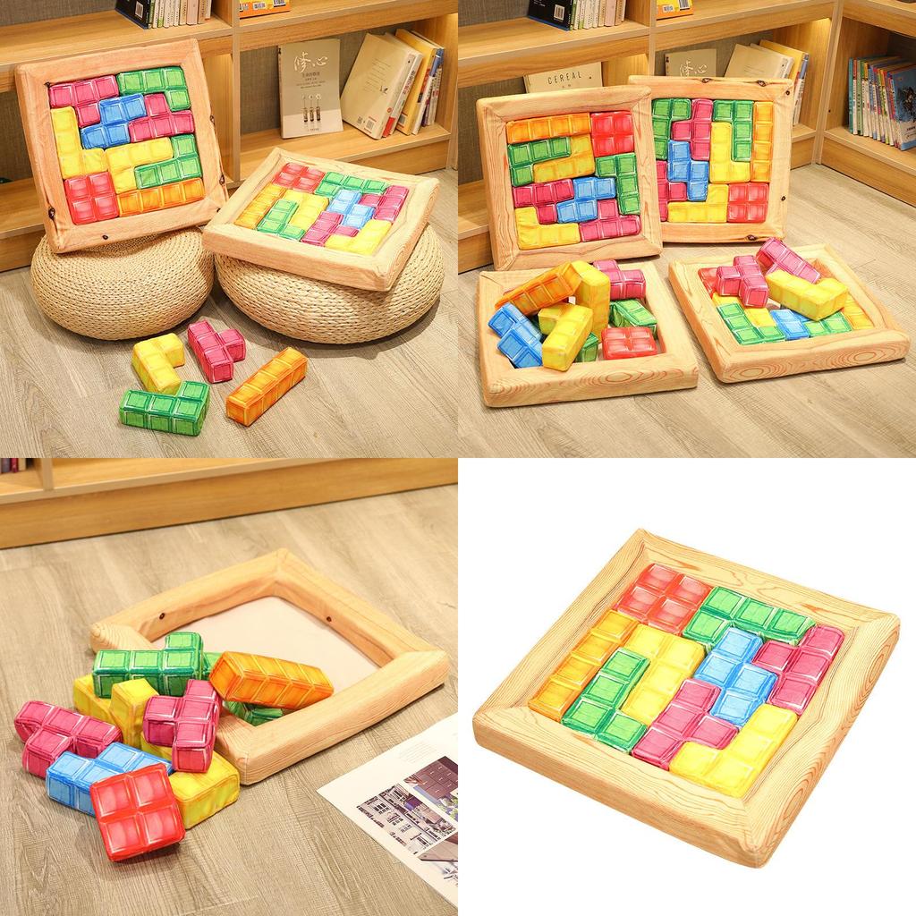 Adorable Cartoon Tetris Plush Cushion Toy Soft Crystal Velvet Sofa Pillow