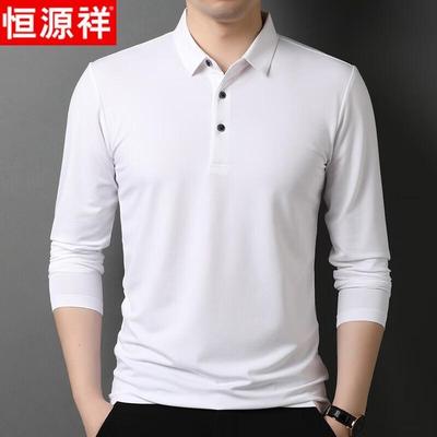 Hengyuanxiang Men's Business Casual Long Sleeve Polo Shirt
