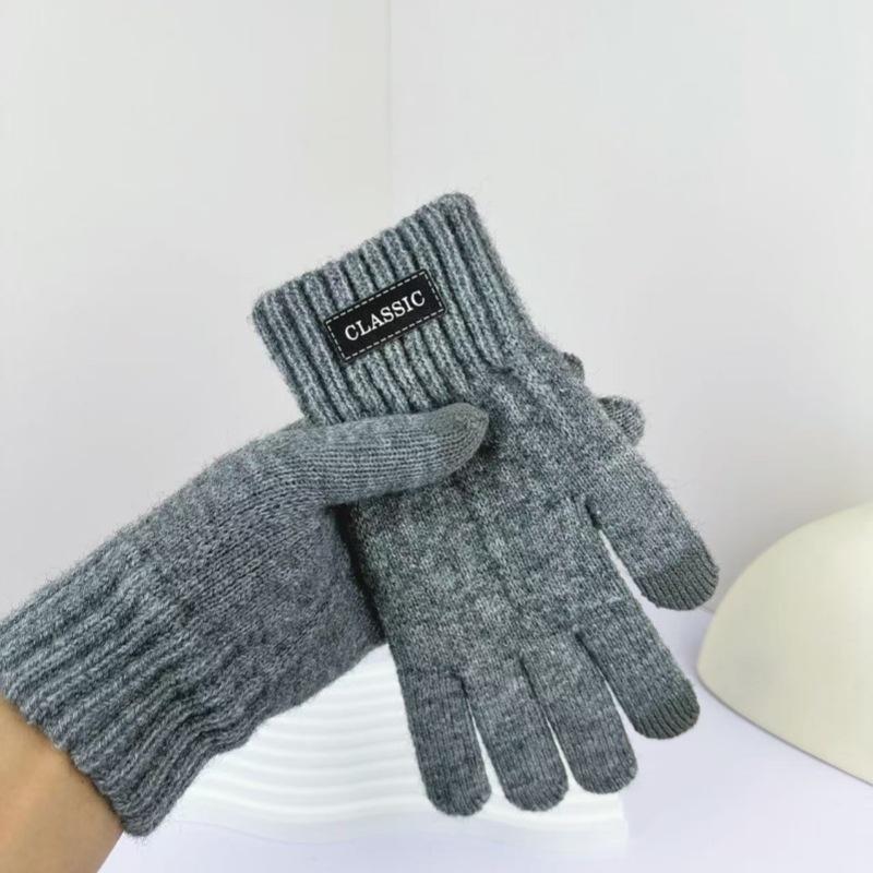 WTEMPO Men's Winter Knitted Touch Screen Full Finger Cold Resistant Thick Gloves