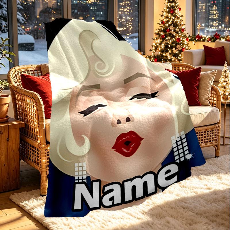 Gepersonaliseerd Dekentje met Naam, Marilyn Monroe Print, Woondecoratie, Slaapkamer, Bank, Kamperen, Sofa, Cadeaus voor Verjaardag Kerst