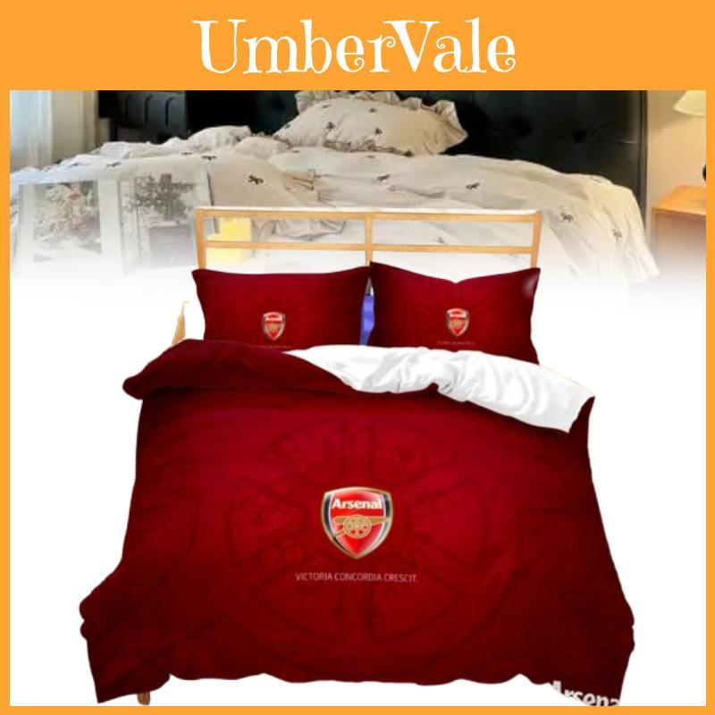 Arsenal Pattern Digital Print Bedding Threepiece Set With Brushed Fabric For Modern Childs Room