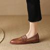Fashion NEW Spring/Autumn Women Loafers Genuine Leather Shoes for Women Square Toe Low Heel Women Pumps Concise Retro Soft Black Shoes
