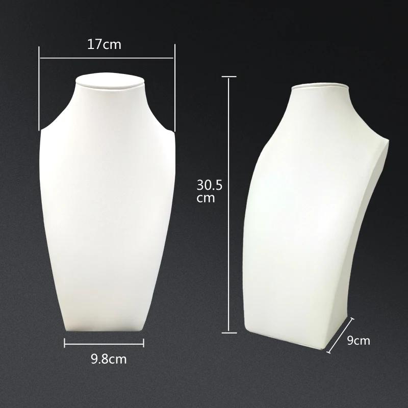 Wooden Thick Neck Jewelry Necklace Pendant Storage Display Stand White Leather Green Pink Purple Velvet Jewelry Display Props