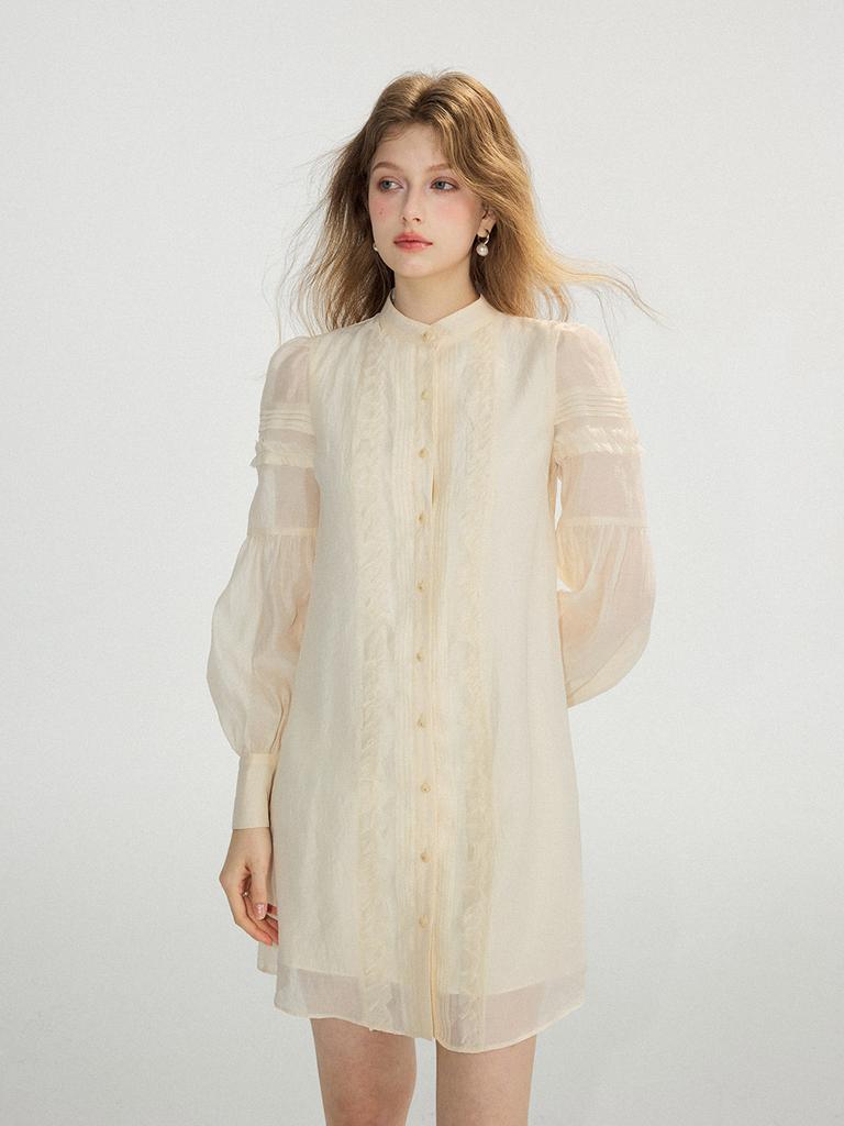Sinseuden Lily Pintuck Frill Mini Dress