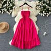 Sling Dress Women's 2024 Summer Dress New Arrival Elastic Tight Waist Slim Looking Sleeveless Tube Top Ruffles Long Dress