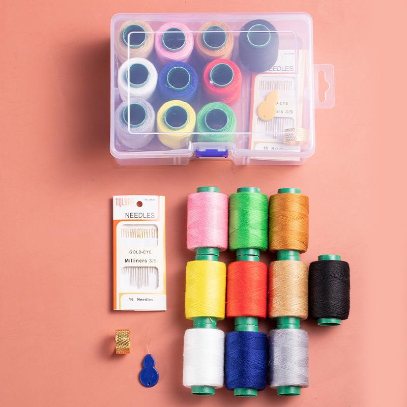 Handnähnadel und Garn Set zum Reparieren von Kleidung - Weiß & Schwarz