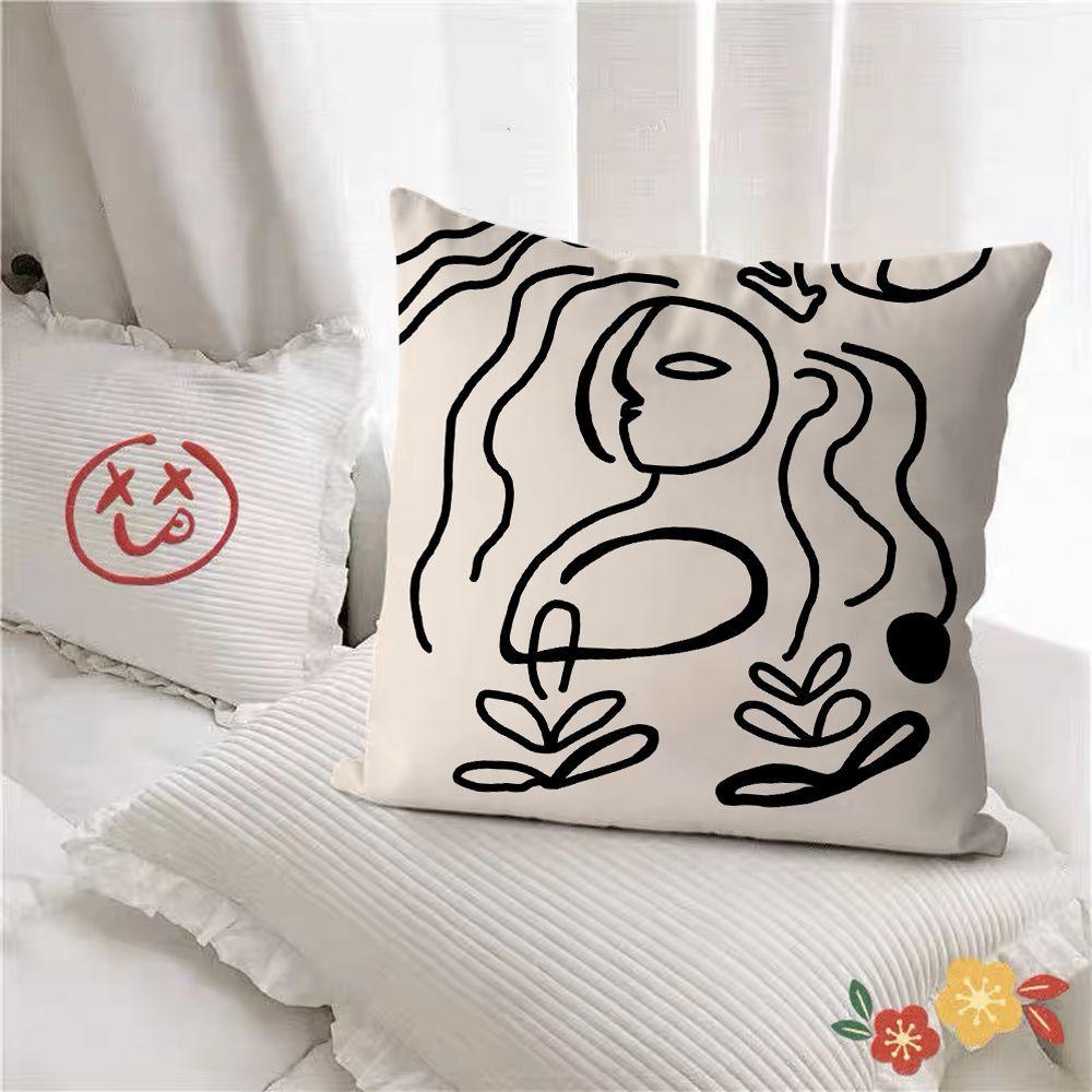 Simple Geometric Line Pillow Sheep Contrast Color Bedroom Sofa Bedside Bay Window Back Cushion Pillow
