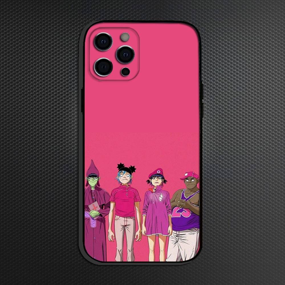 Gorillaz Anime Phone Case For iPhone 16,15,14,13,12,11 Plus,Pro Max, Soft Silicone Black Cover