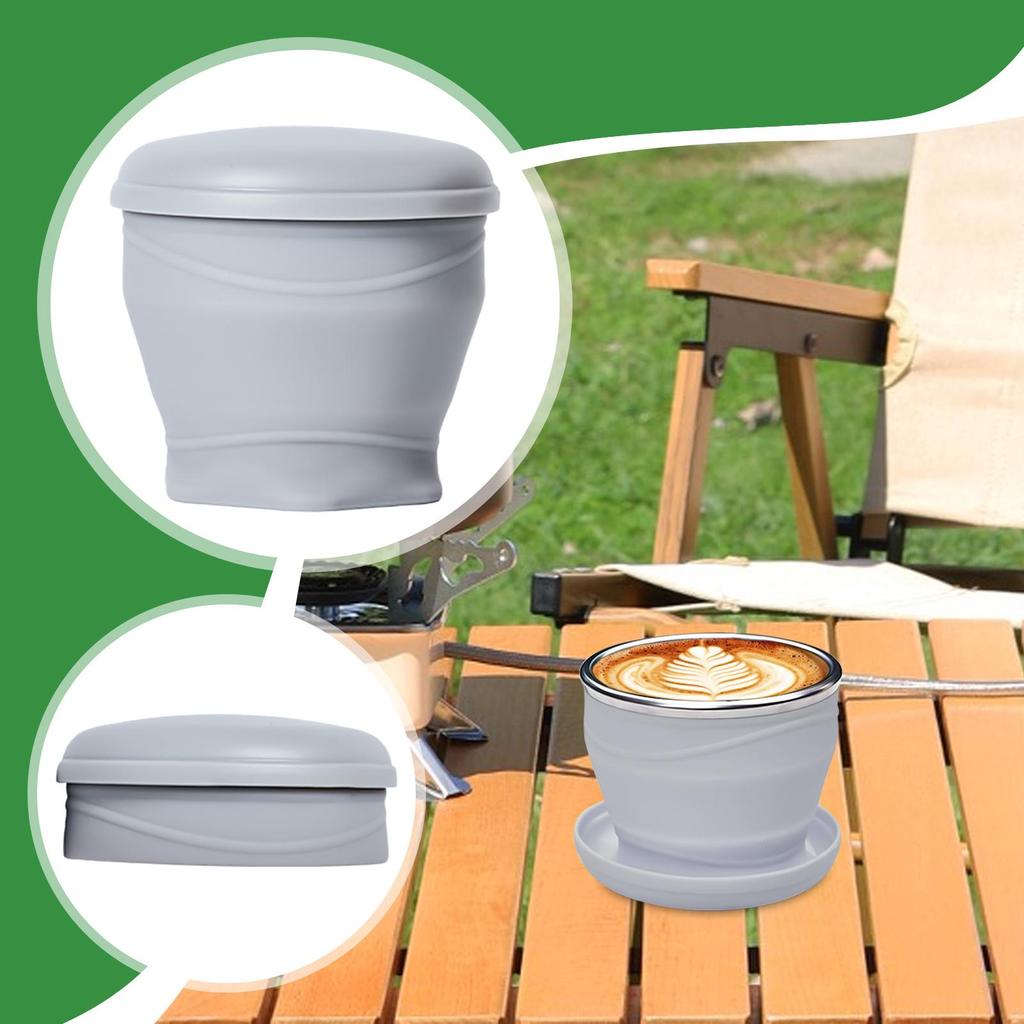 Foldable Cup 180ml Coffee Cup With Lid And Lanyard Portable Mug For Coffee Brewing Cold Drink Juice Outdoor Picnic