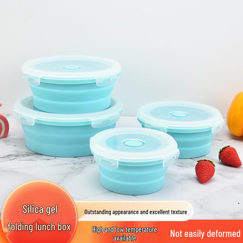 

Складной силиконовый ланч-бокс и набор для хранения бенто 350 ml небесно-голубой