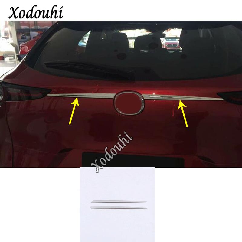 Stainless Steel Rear Back Door License Tailgate Bumper Frame Plate Trim Lamp Trunk 2PCs For Mazda CX-30 CX30
