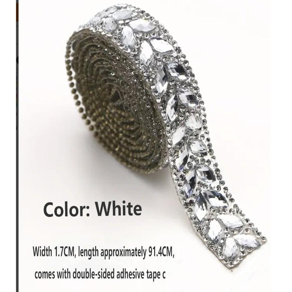 

1 Yard Rhinestone Ribbon Hot Melt Self Adhesive Self Adhesive Tape DIY Craft AB Color Hot Fix Rhinestone Handmade Repair білий
