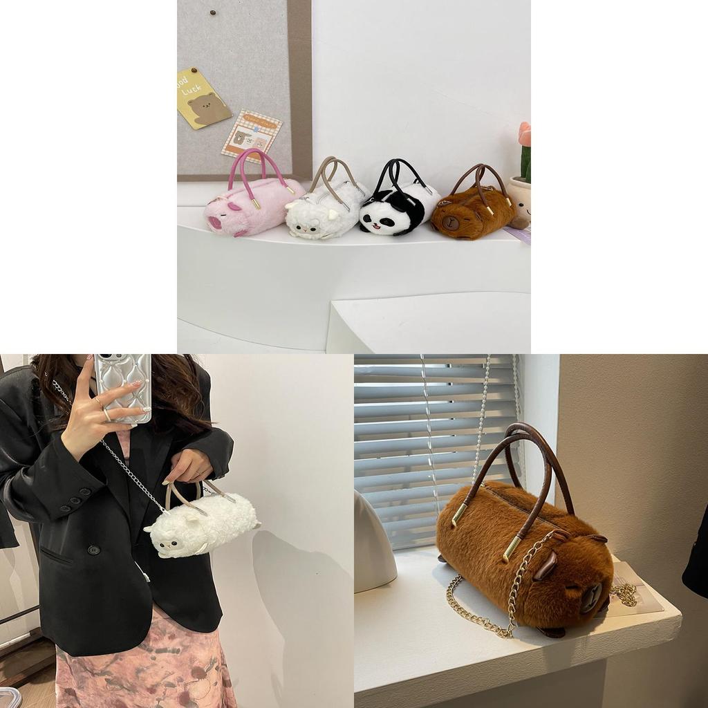 Plush Capybara Bucket Bag For Women With Zipper Closure And Crossbody Style For Daily Use