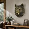 Entryway Wall Decors Bear Head Sculpture With Resin Construction, Antique Metallic Finish and Realistic Furs Texture for Indoor Accent Wall
