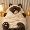 Plush Sleeping Sack Cat Envelope Bag, Winter Slumber Bag for Men Women, Lightweight Animal Nap Mat Home Travel Traveling