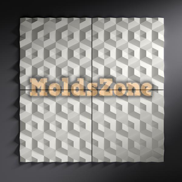3D Wall Panel Mold for Gypsum, Plaster or Concrete Tile for Decorative Wall Panels 'Diamonds'