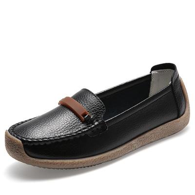 Women's Natural Leather Slip On Flats Shoes 35-41