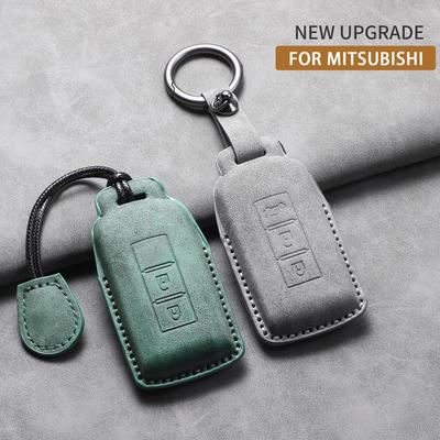 Leather Car Key Case Cover Shell For Mitsubishi Xpander Outlander L200 Asx Pajero Eclipse Cross Montero Soft Lancer Mirage Sport