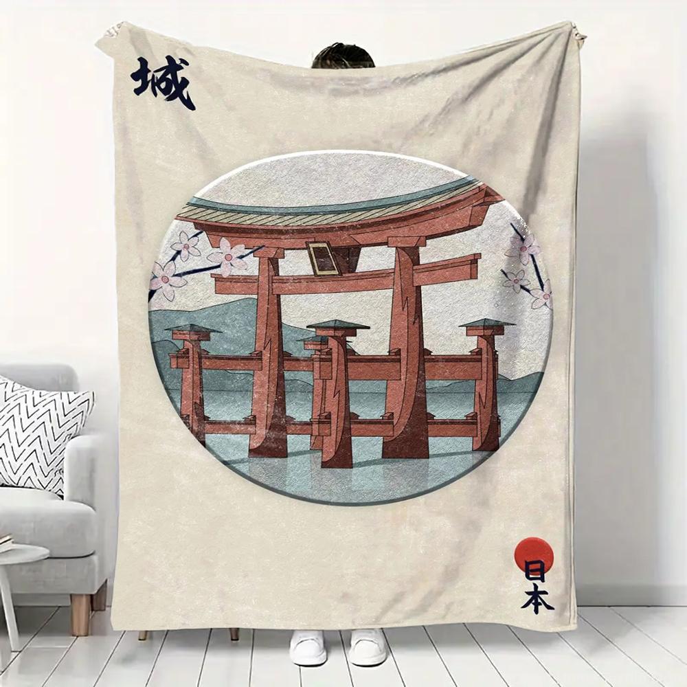 Japanese Landscape Samurai Geisha Flannel Fluffy Throw Camping Blanket for Children Adult Sofa Throw Blanket Modern Fashion Gift